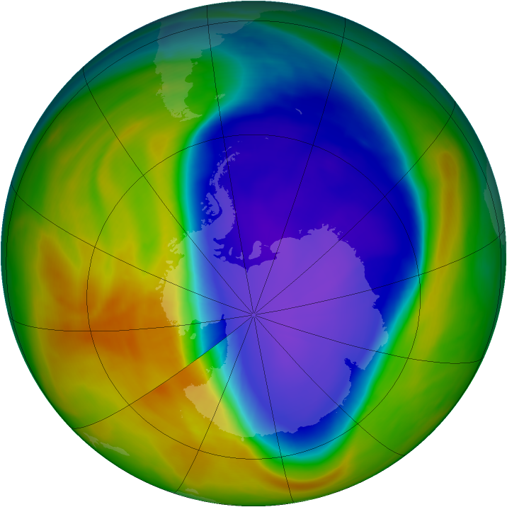 Antarctic ozone map for 11 October 2005